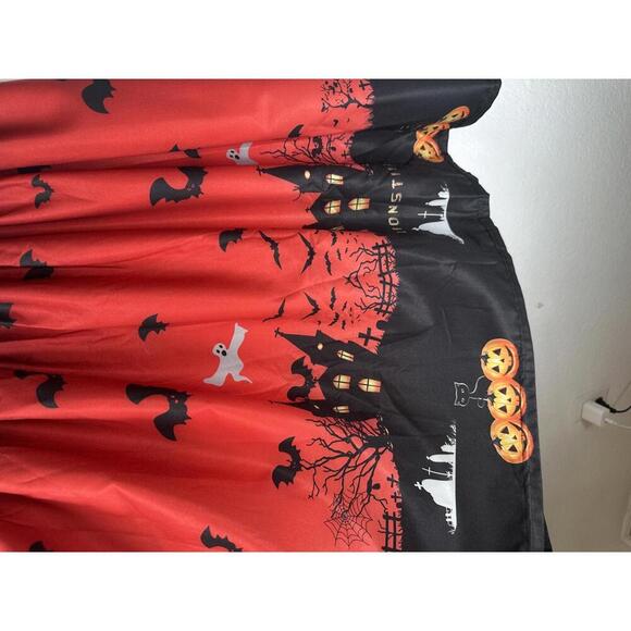 Women’s XXL Halloween Dress Lace Top Haunted House Bats Pumpkins Whimsigoth - Picture 2 of 6